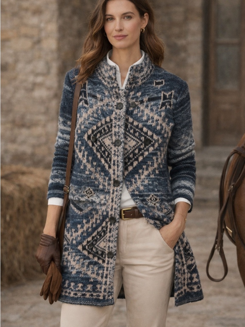 J.Jill Fair Isle Cardigan Sweater | Cozy Chic | Nordic Pattern | XS Petite